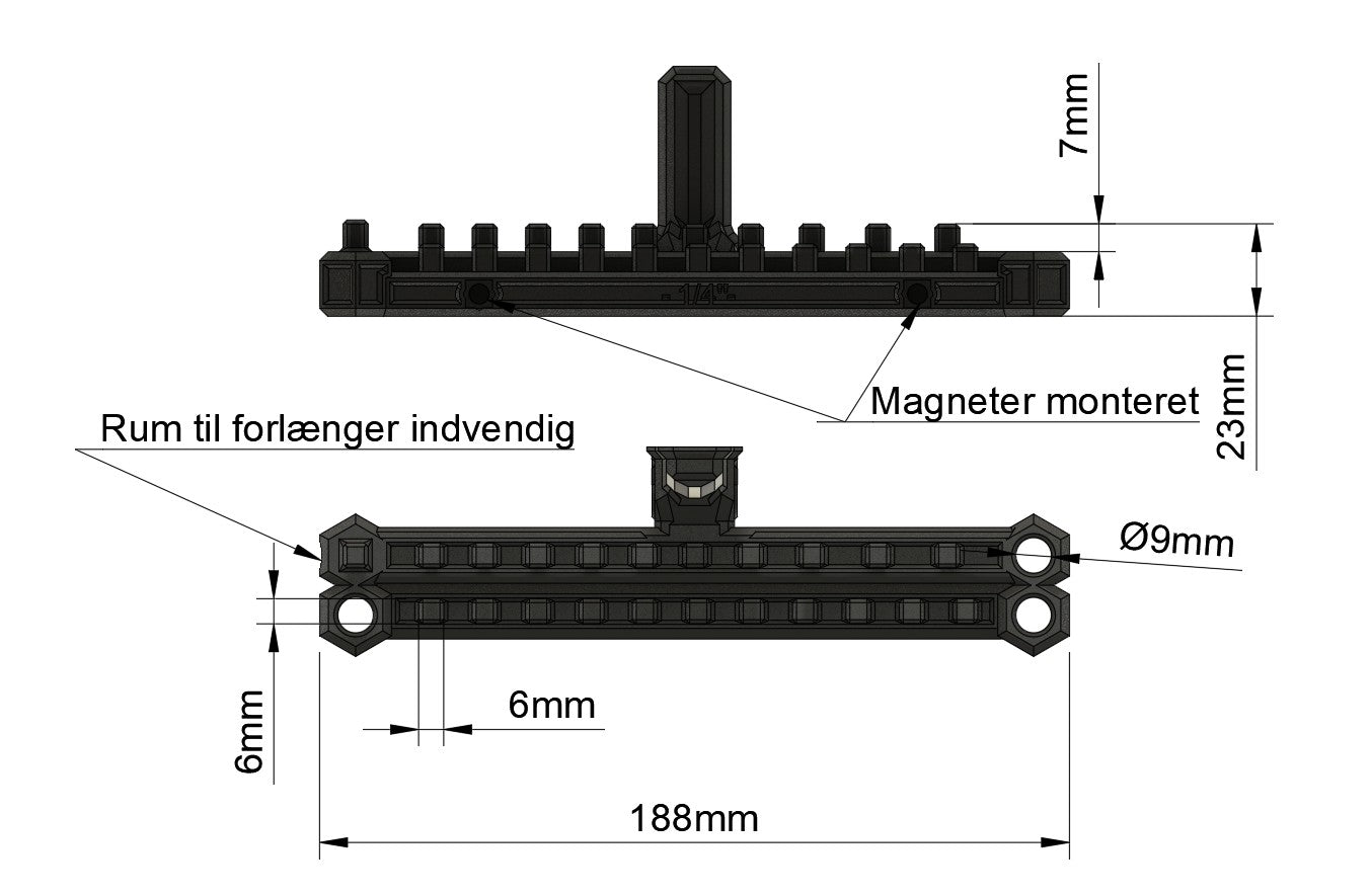 Holder til 1/4" topnøglesæt (9 mm værktøjstavle)