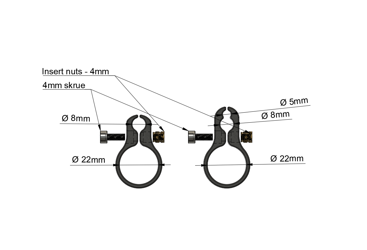 Kabelstyring til knallert - Ø22mm styr