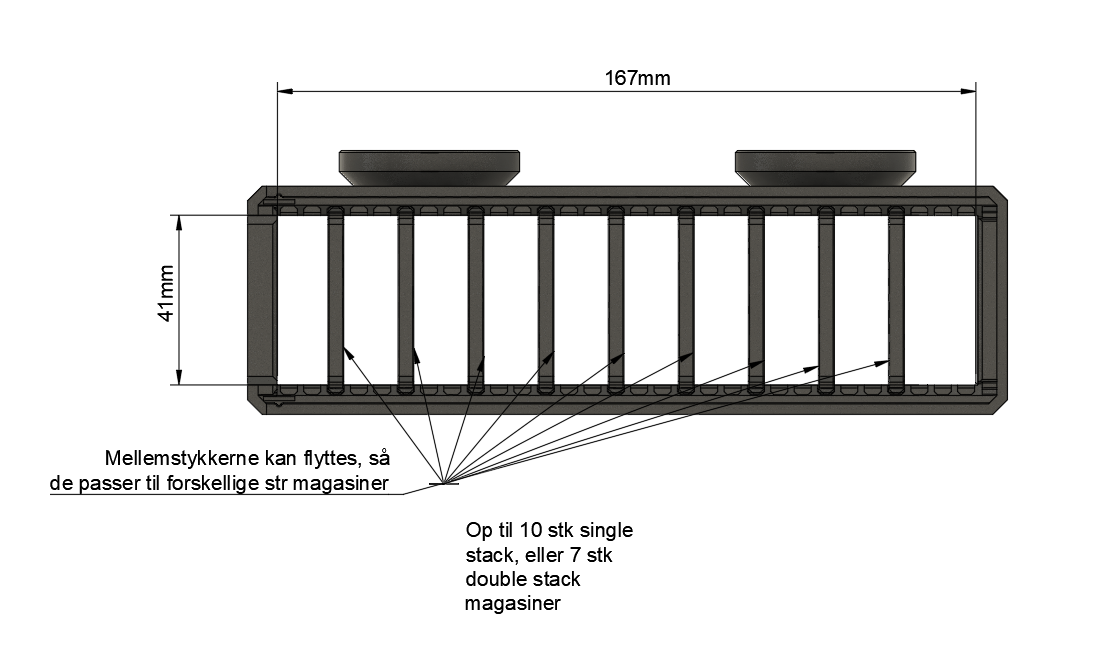 Magasinholder til pistolmagasiner - Justerbar mellemrum